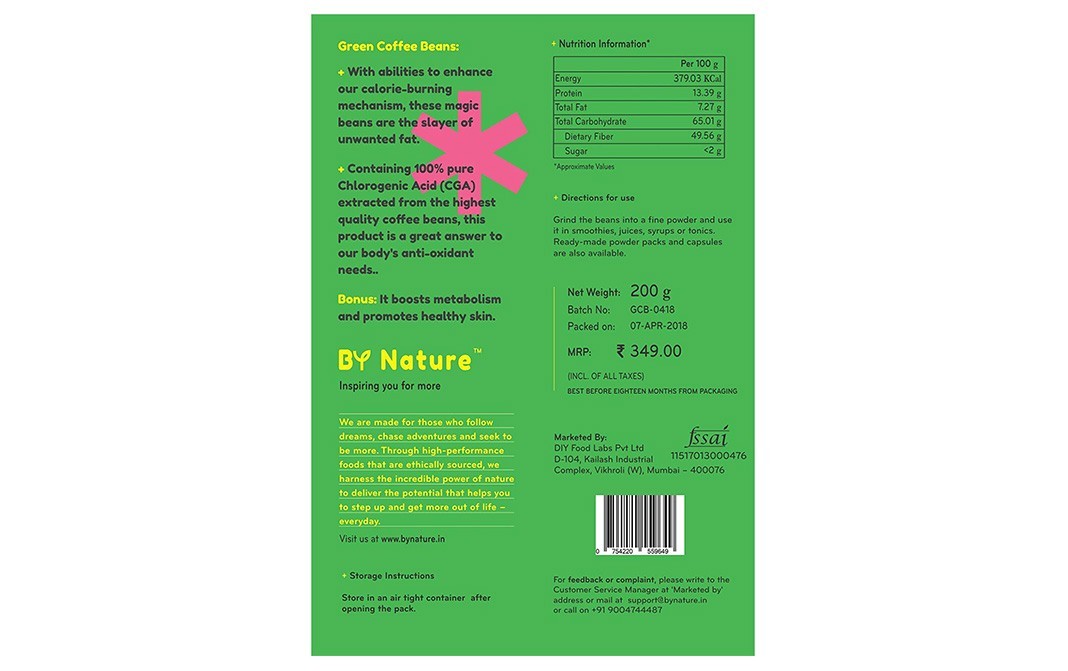 By Nature Green Coffee Beans    Pack  200 grams